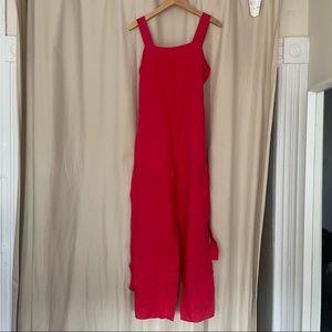 Everlane red linen jumpsuit